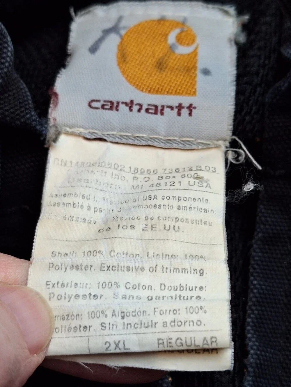 VINTAGE Distressed Carhartt Canvas Quilt Hooded Duck Jacket Men’s 2XL - Picture 3 of 7
